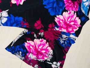 Chic Floral Print Pleated Top