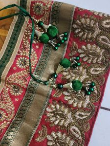 Golden &amp; Red Chaniya Choli
