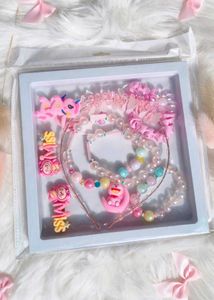 🆕Kids Cute Pink Jewelry &amp; Hair Accessories Set