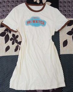 Cream "99% WATER" Graphic T-Shirt Dress