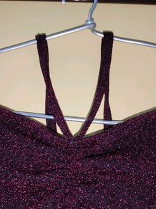Maroon Deep Sequinned Top