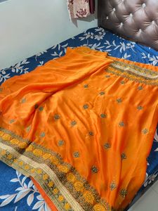 Partywear Orange saree with blouse