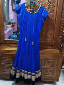 Elegant Blue &amp; Gold Anarkali Dress