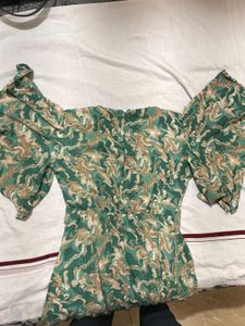 Flowy Green Marble Print Dress