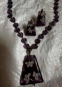 Stunning Amethyst &amp; Diamond Necklace Set