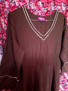 Khushq Brown V-Neck Dress