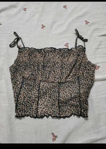 Leopard Print Smocked Camisole Top