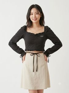 Chic Black Ruched Crop Top