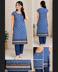 Blue Ethnic Print Kurta