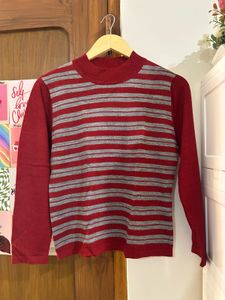 Cozy Striped Mock Neck Sweater