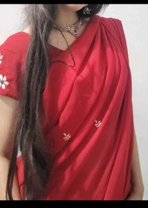 Vibrant Red Embroidered Saree