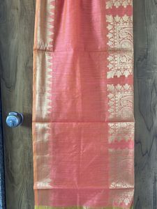 Elegant Peach Saree with Gold Border