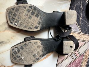 Sparkling Black Block Heel Sandals