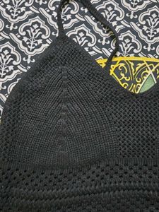 Black Crochet Crop Top