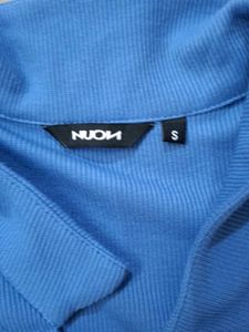 Blue Ribbed Button-Up Top 🌊