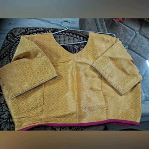 Elegant Yellow Brocade Blouse