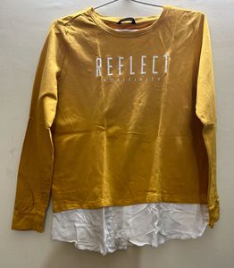 Yellow Crew Neck Long Sleeve Top