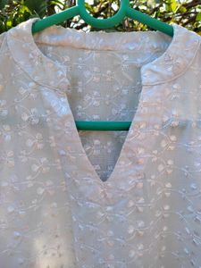 White Chikenkari Kurti