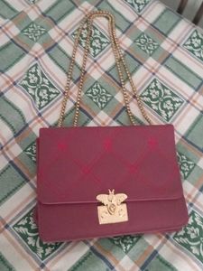Chic Maroon Chain Sling Bag