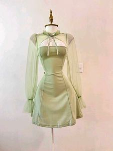 Arm y2k gothic net jacket olive dress
