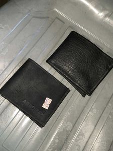 Classic Black Leather Wallets (Set of 2)