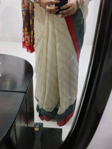 Off-white/Cream Silk Saree