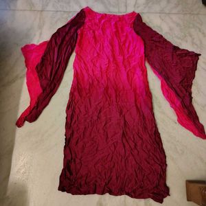 Ombre Silk Kurti with Designer Sleeves