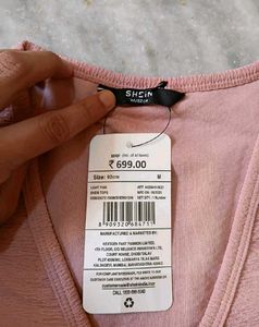 Pink Textured V-Neck Top