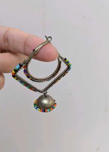 Boho Beaded Jhumka Earrings