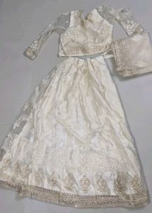 Elegant White Embroidered Lehenga Set