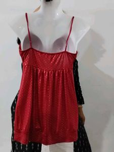 Maroon Spaghetti Top - Size S