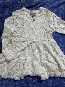 Boho White Lace Tassel Blouse