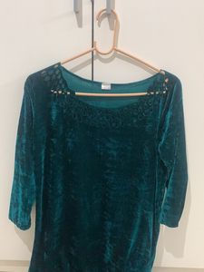 Elegant Teal Velvet Dress