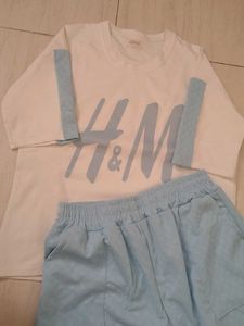 H&amp;M Co-ord Set - White Top &amp; Blue Lower