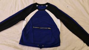 Blue Colorblock Zip Sweatshirt