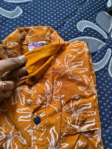 Orange Floral Print Shirt