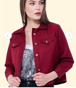 Maroon Corduroy Cropped Jacket newwdtag