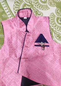 Elegant Pink  and black Brocade Waistcoat