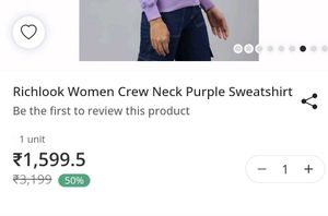 Richlook Women Crew Neck Purple Sweatshirt 💜