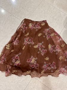 Floral Brown Lehenga Choli Set