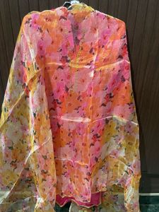 Vibrant Pink Palazzo Pants with Gold Trim