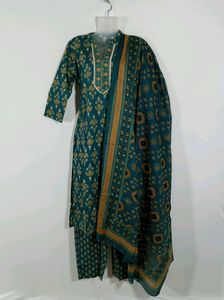 Sea Green Printed Kurta Set (Women)
