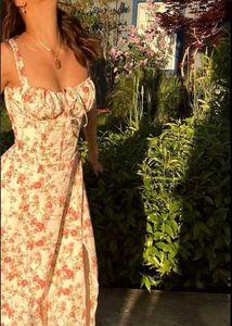 Pink  Floral Printed Shoulder Strap Flare Dress