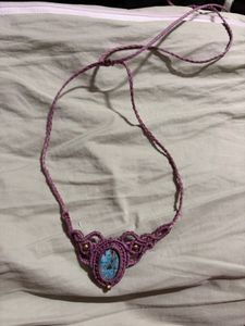 Boho MacrameNecklace with natural stone tor