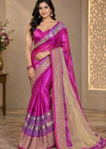 Elegant Purple Silk Saree with Embellished Border