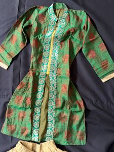 Green &amp; Cream Ethnic Lehenga Choli Set