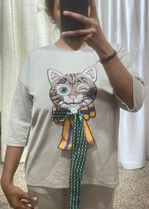 Cute Cat Print T-Shirt