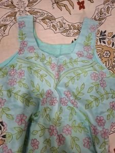 Light Blue Floral Print Kurta