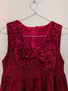 Sparkly Red Party Dress with Bow