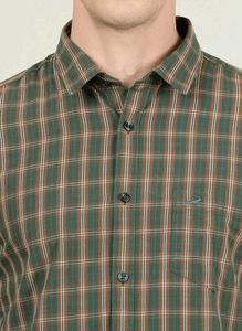 Crocodile Green Checkered Slim Fit Shirt